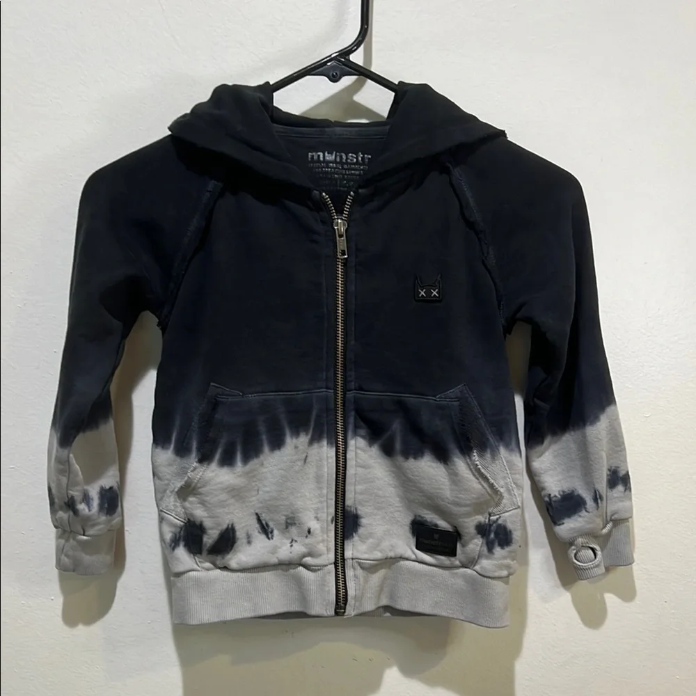 Munster Kids Black & Gray Tie-Dye Zip Hoodie